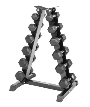 6 Tier Dumbbell Rack with 8kg - 20kg Pair Rubber Hex Dumbbell Set - Package Deal Orbit Fitness
