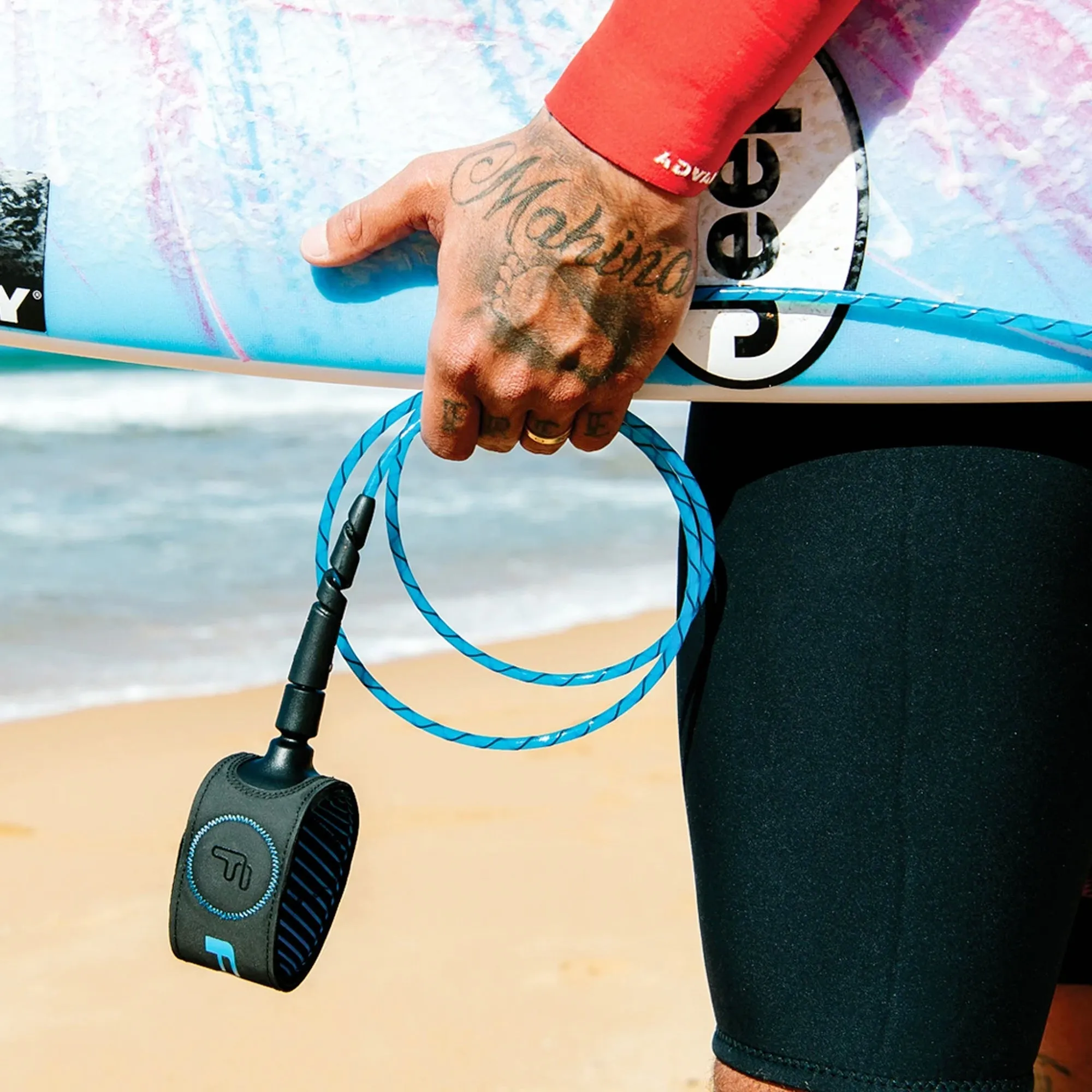 FCS Freedom Helix Comp Surfboard Leash - 6'/Smoke/White