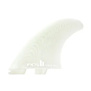FCS II Power Twin Performance Glass Twin Surfboard Fins - Small/Clear