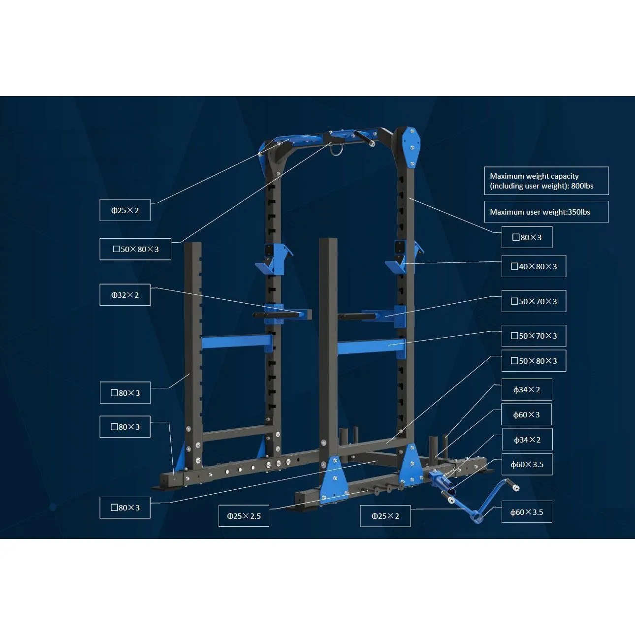 Muscle Motion 8-GEN Commercial Half Rack PR8000E