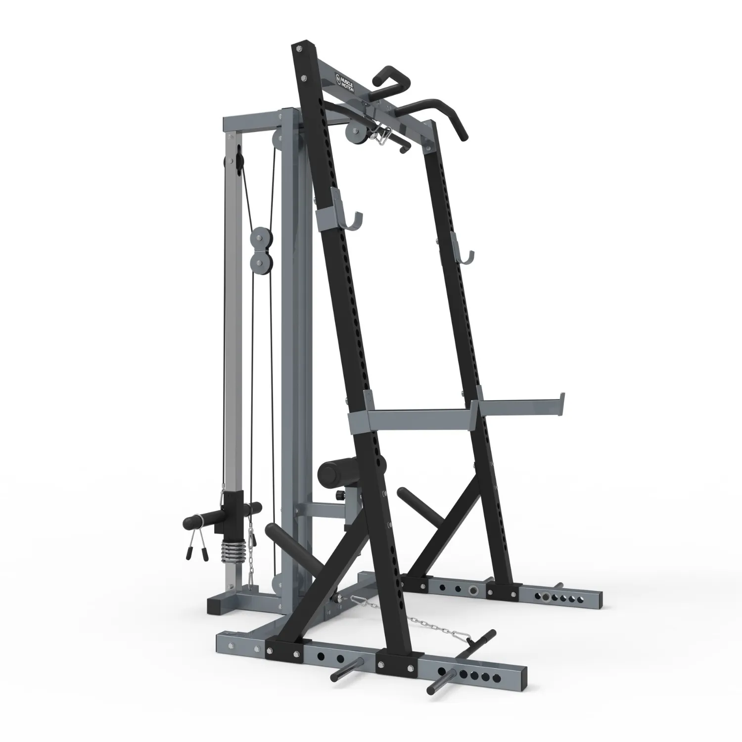 Muscle Motion Package Deal - HR1001 Half Rack & High Low Pulley, Adjustable Bench, Olympic Bar and 105kg Olympic Weights