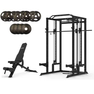 Muscle Motion Valor Power Rack with High Low Pulley and Smith Machine Package