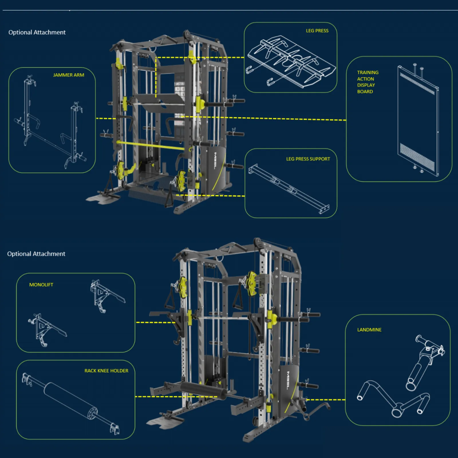 Rapid Motion FT1008 Commercial Smith Machine Power Rack and Functional Trainer 3 in 1 Package