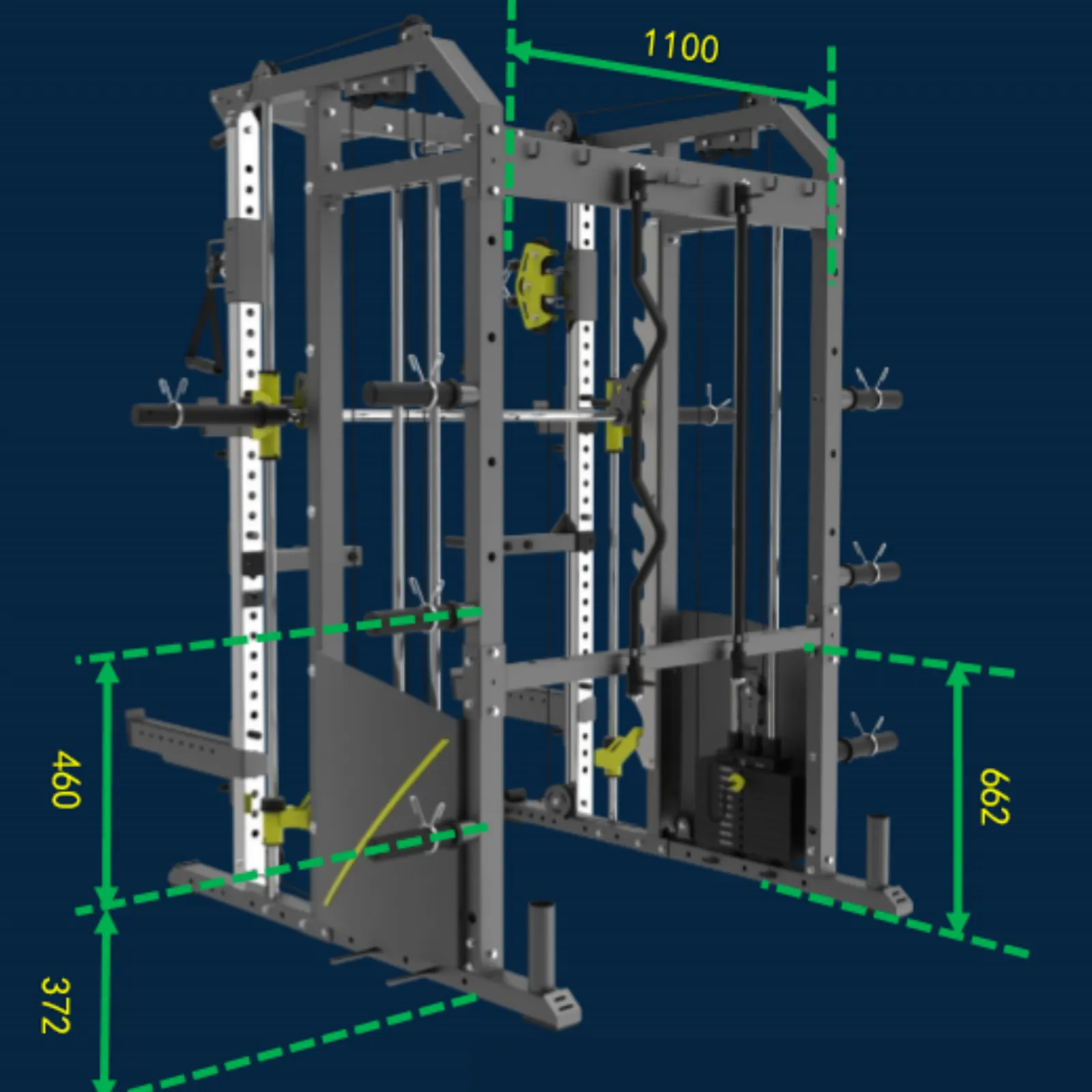 Rapid Motion FT1008 Commercial Smith Machine Power Rack and Functional Trainer 3 in 1 Package