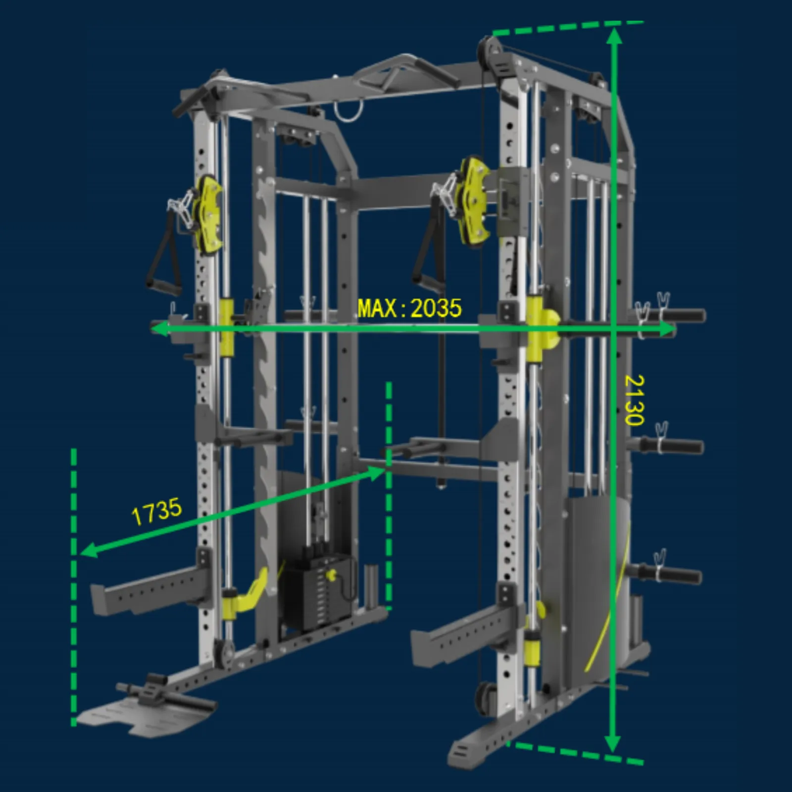 Rapid Motion FT1008 Commercial Smith Machine Power Rack and Functional Trainer 3 in 1 Package