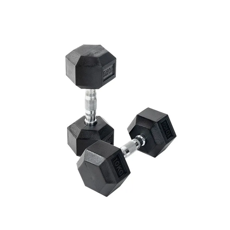 Rubber Dumbbell and 8-Tier Vertical Storage Rack Package Deal Orbit Fitness