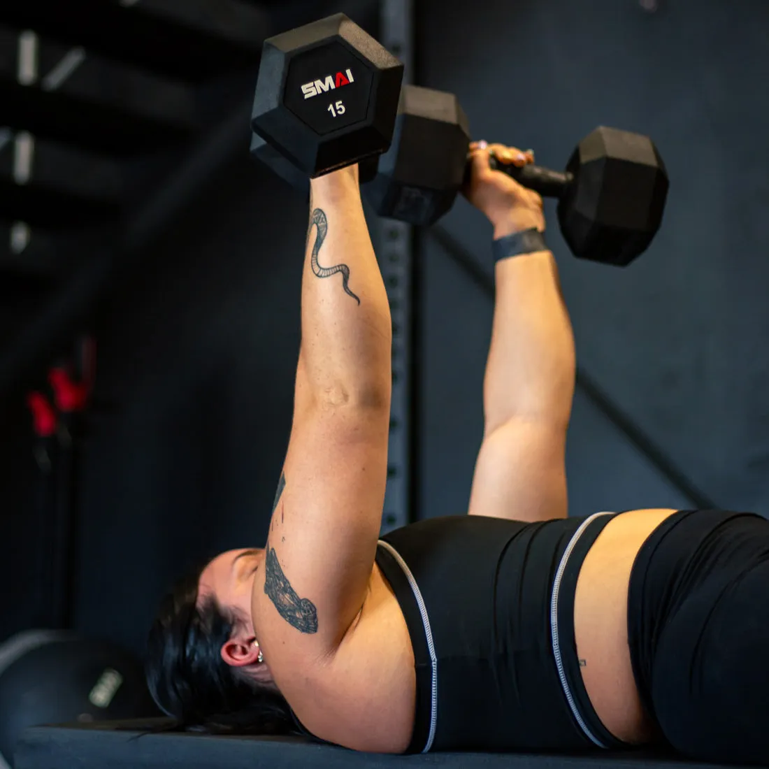 Rubber Hex Dumbbells - (Pair) Apex Smai