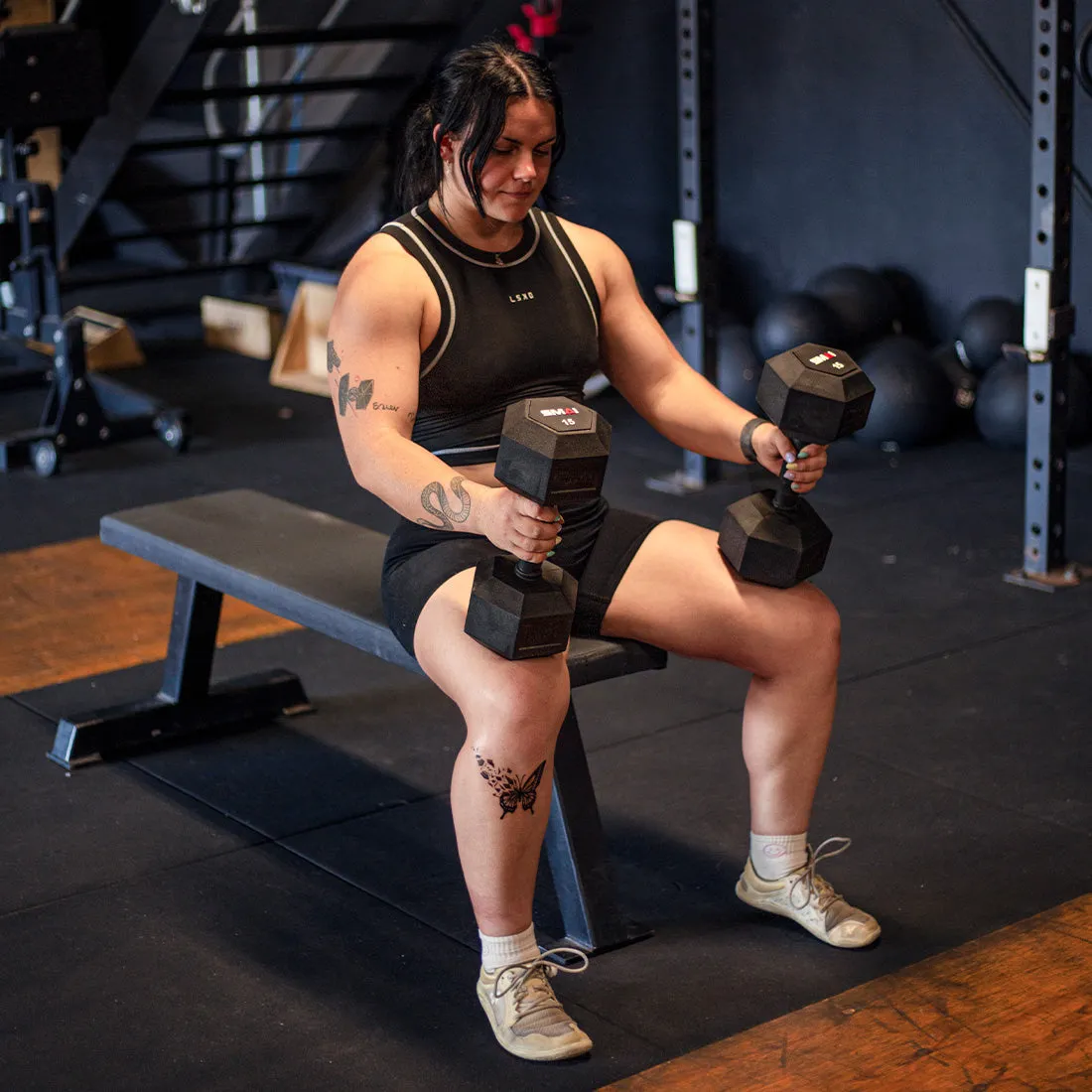 Rubber Hex Dumbbells - (Pair) Apex Smai