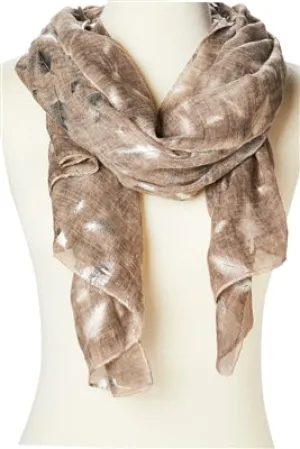Scarf Pink With Silver Metalic Feathers