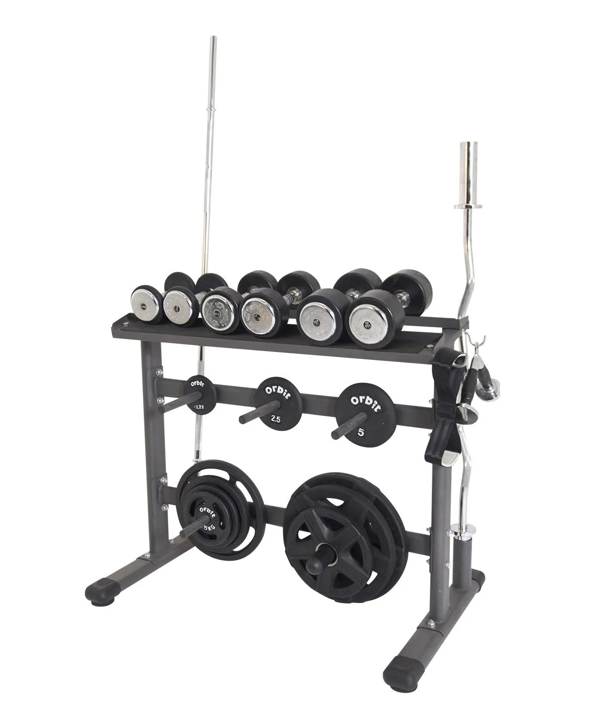 Versatile Dumbbell, Plate, Bar and Accessory Rack Orbit Fitness